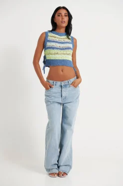 Knitwear>RedBerry Fashion Bianka Crochet Top Green/Blue - Final Sale