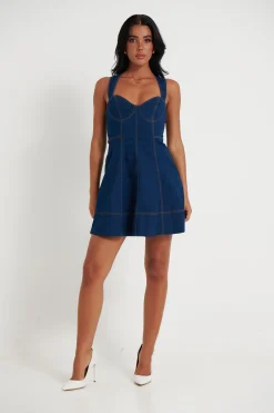 Denim>Sasha u0026 Indikah Bindi Mini Dress Navy - Final Sale