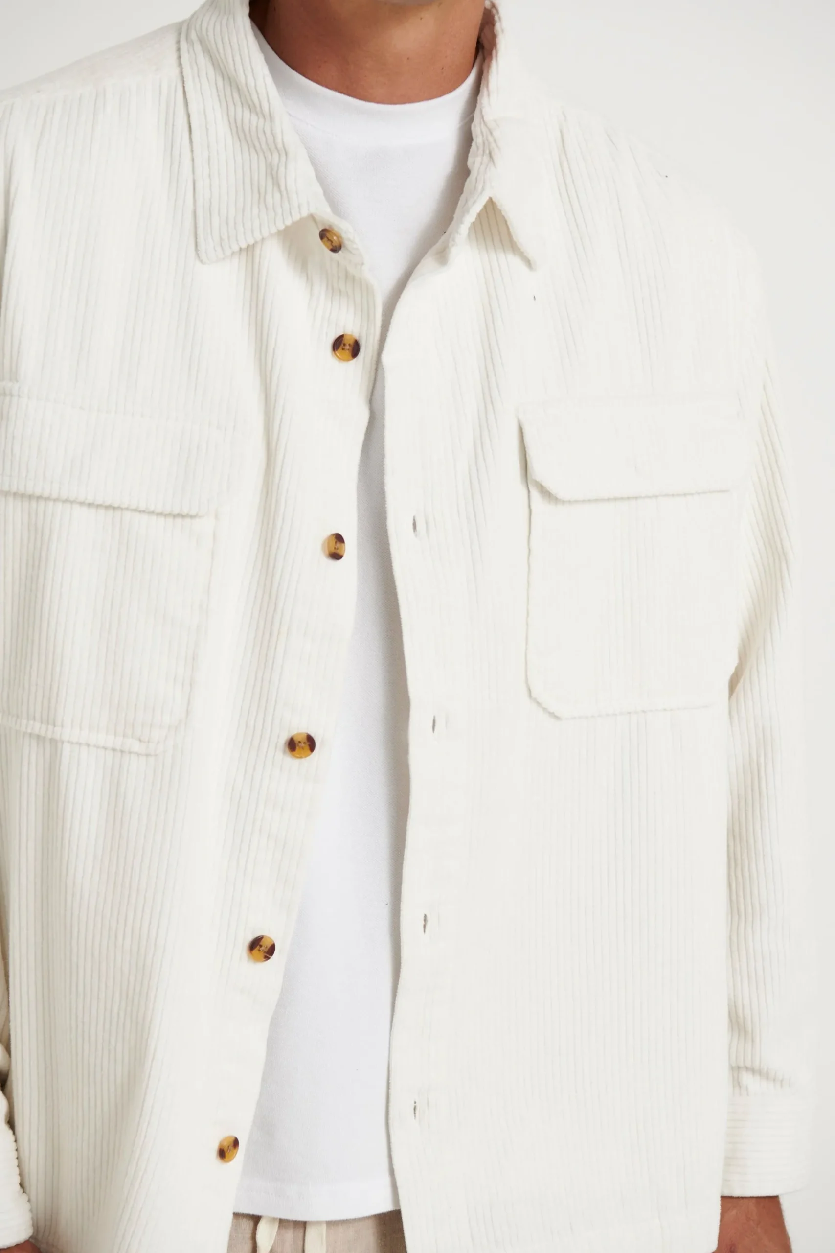 Shirts>Sampson and Taylor Dion Cord Overshirt Ivory