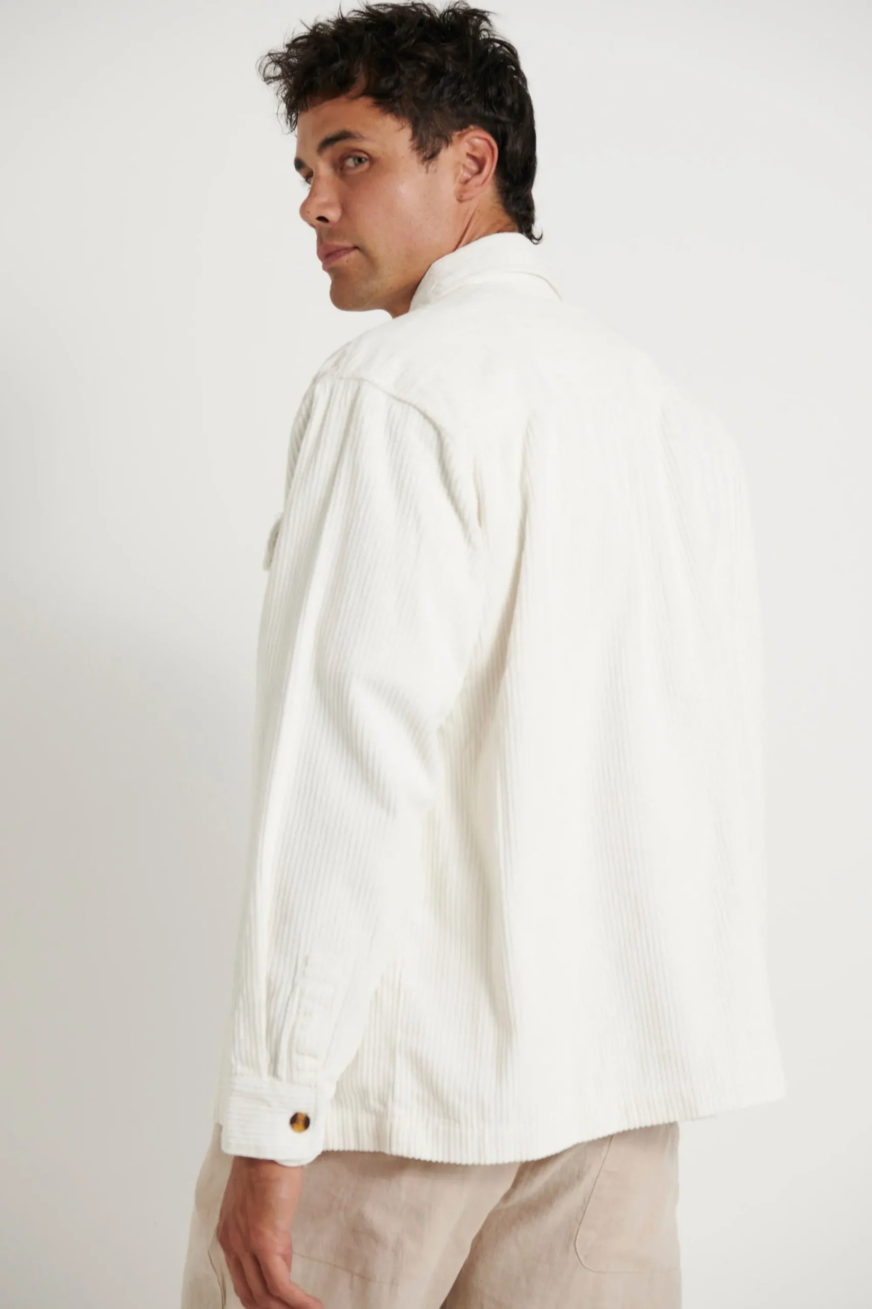 Shirts>Sampson and Taylor Dion Cord Overshirt Ivory