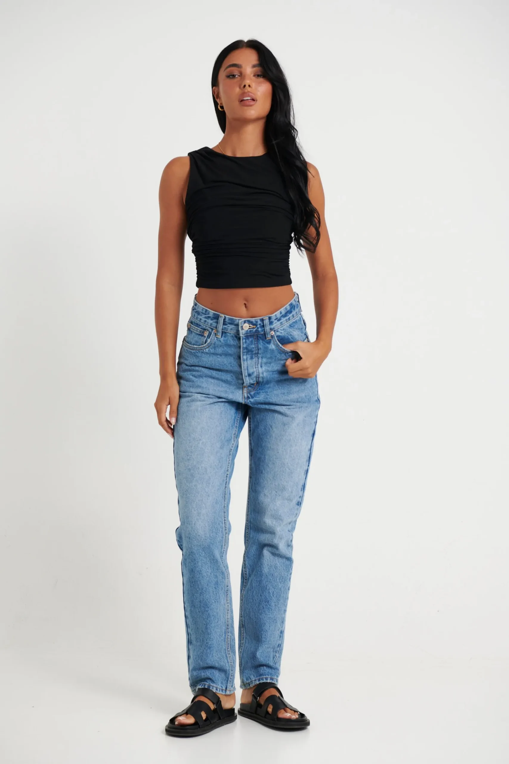 Tops>Light The Fuze Harlow Crop Black