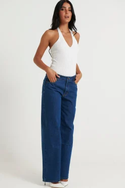 Bodysuits>Alive Girl Inis Ribbed Bodysuit White