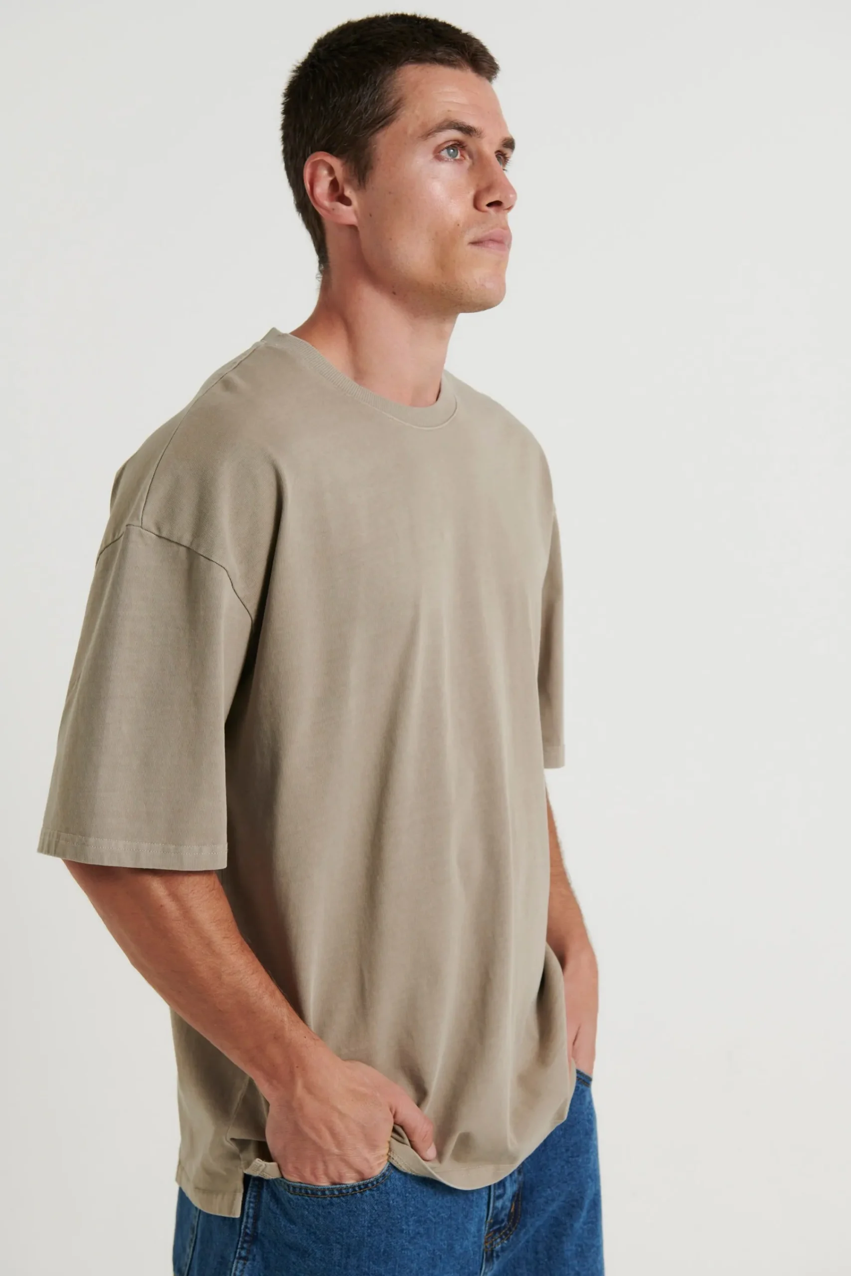 Tees>Sampson and Taylor Joel Heavyweight Box Tee Stone