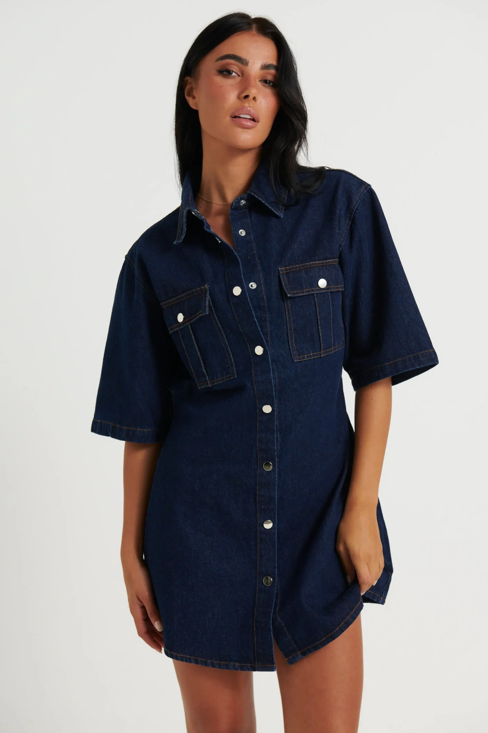 Denim>New Line Fashion Kaneisha Denim Dress Dark Denim