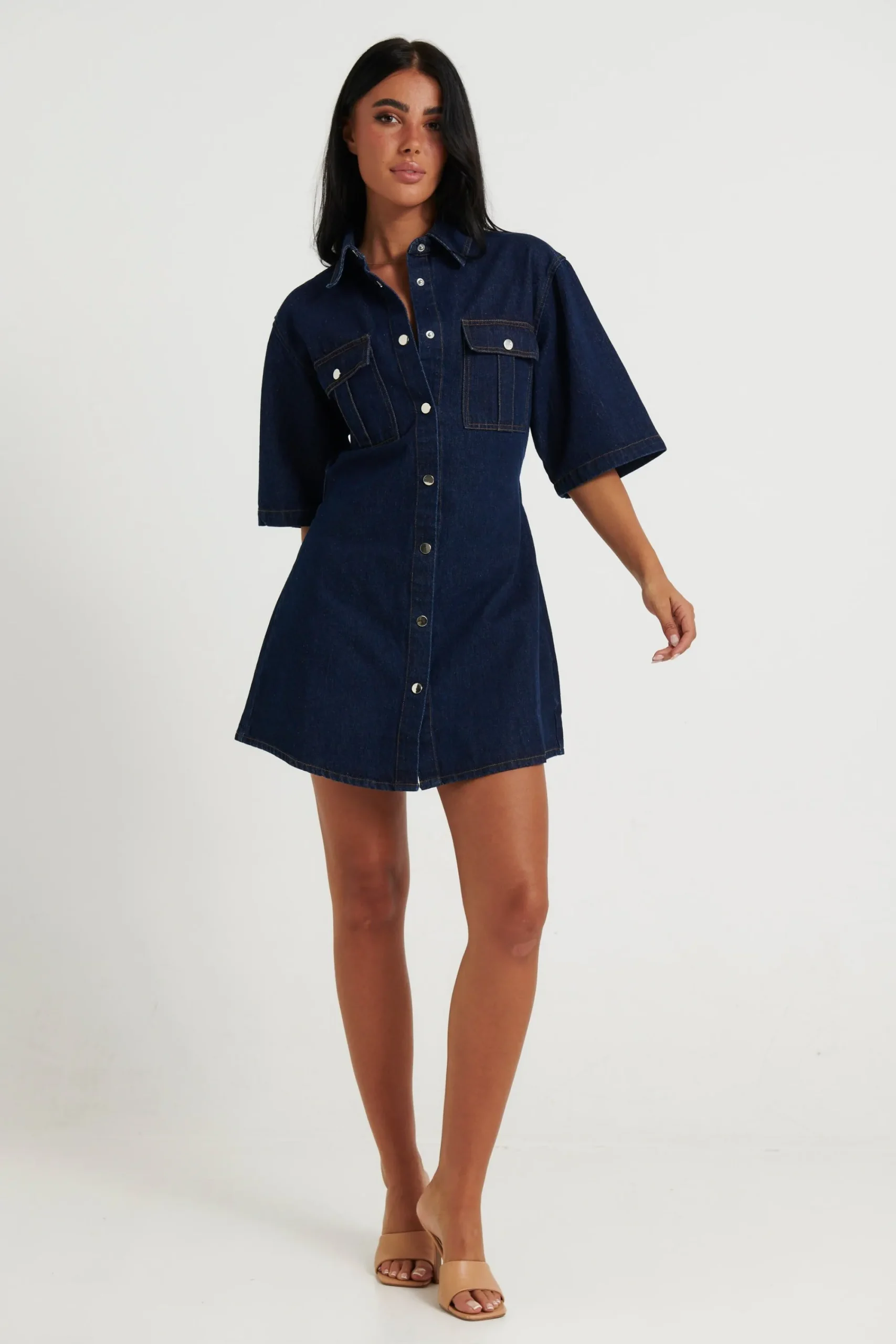 Denim>New Line Fashion Kaneisha Denim Dress Dark Denim