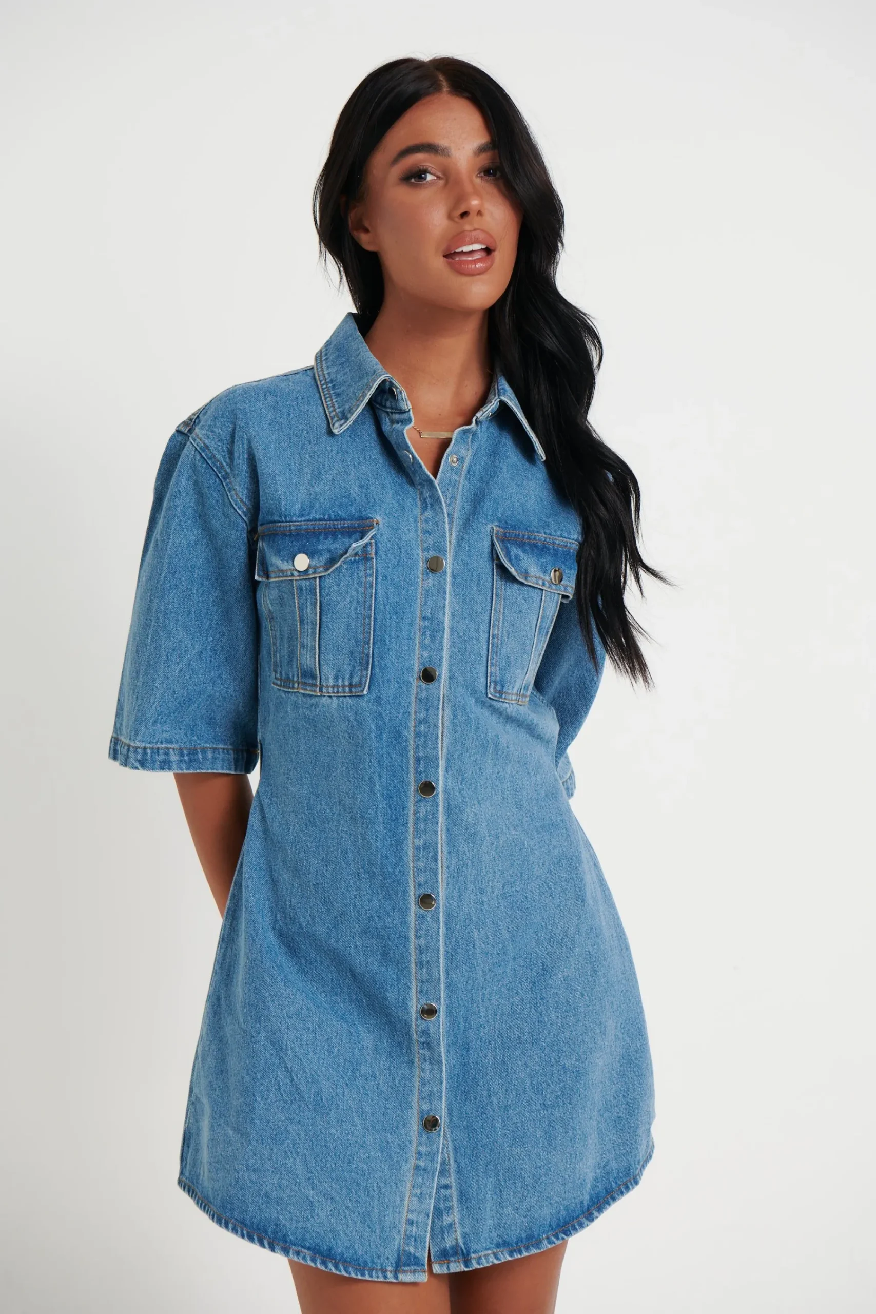 Denim>New Line Fashion Kaneisha Denim Dress Light Blue