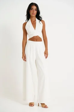 Pants>Pink Diamond Lexi Wide Leg Pant White - Final Sale