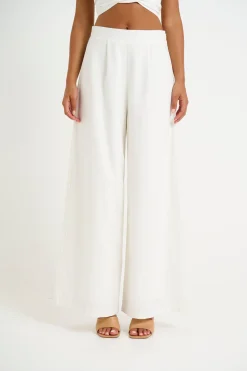 Pants>Pink Diamond Lexi Wide Leg Pant White - Final Sale