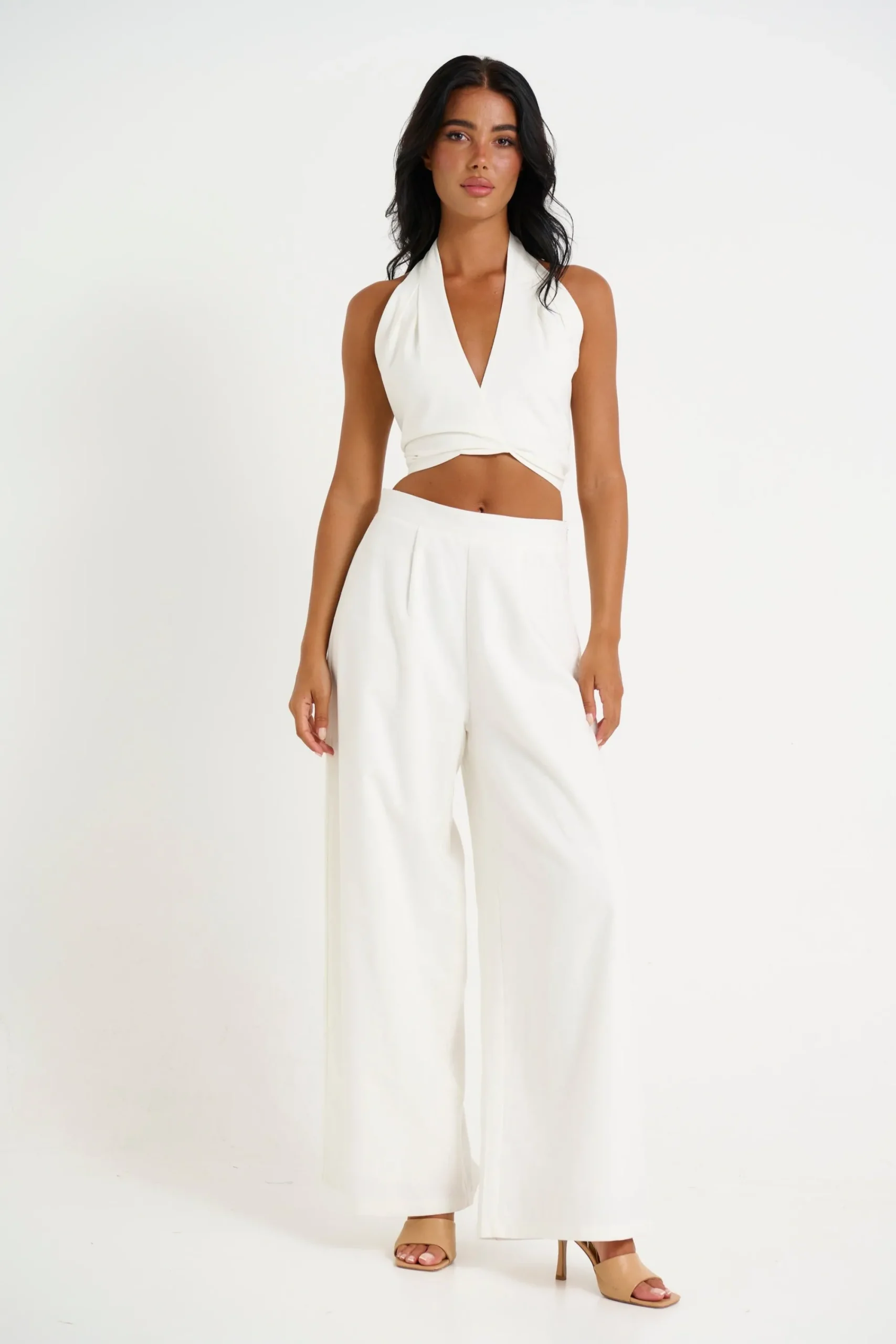 Pants>Pink Diamond Lexi Wide Leg Pant White - Final Sale