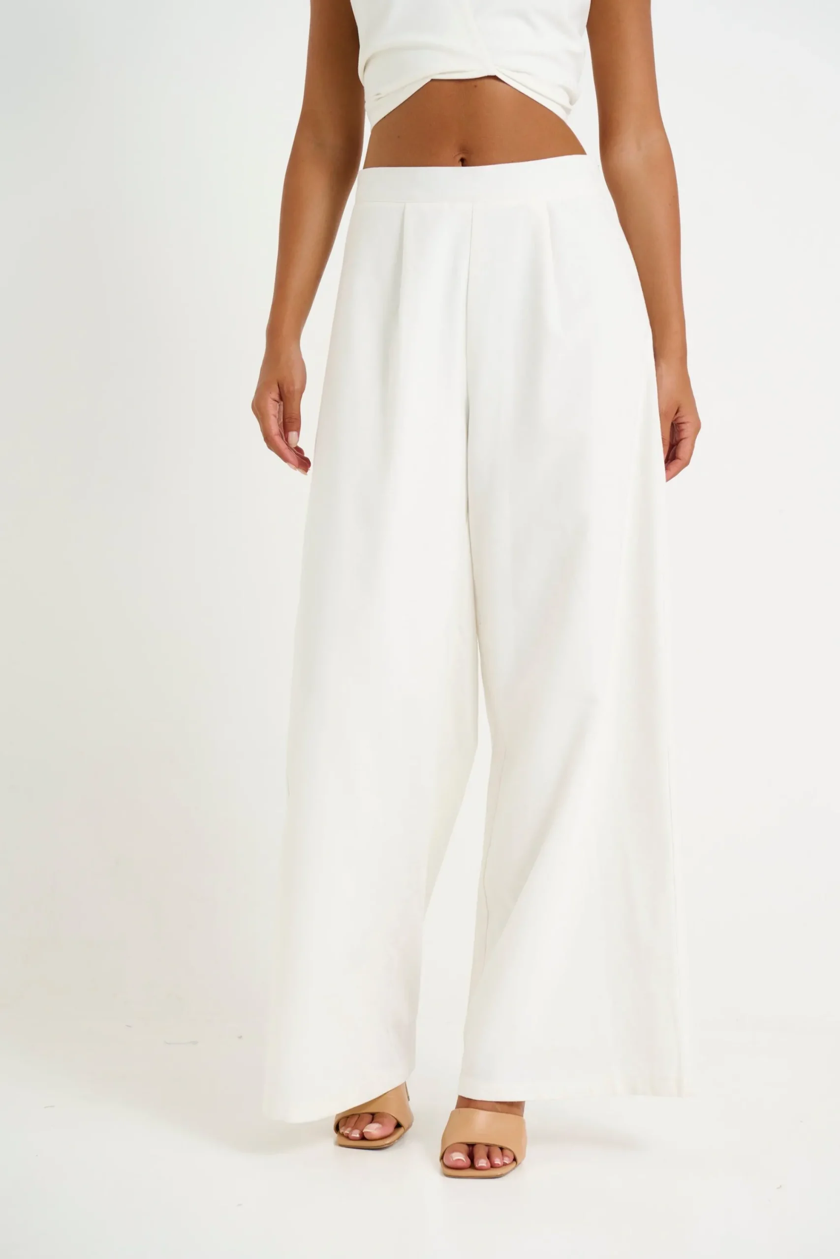 Pants>Pink Diamond Lexi Wide Leg Pant White - Final Sale