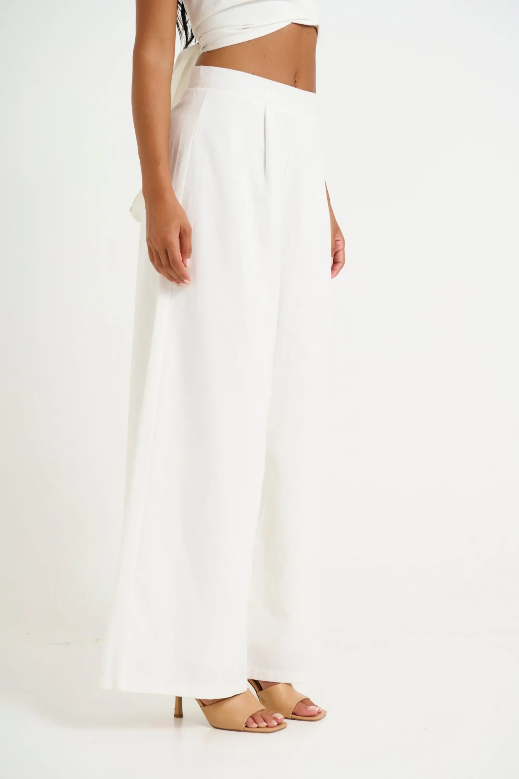 Pants>Pink Diamond Lexi Wide Leg Pant White - Final Sale