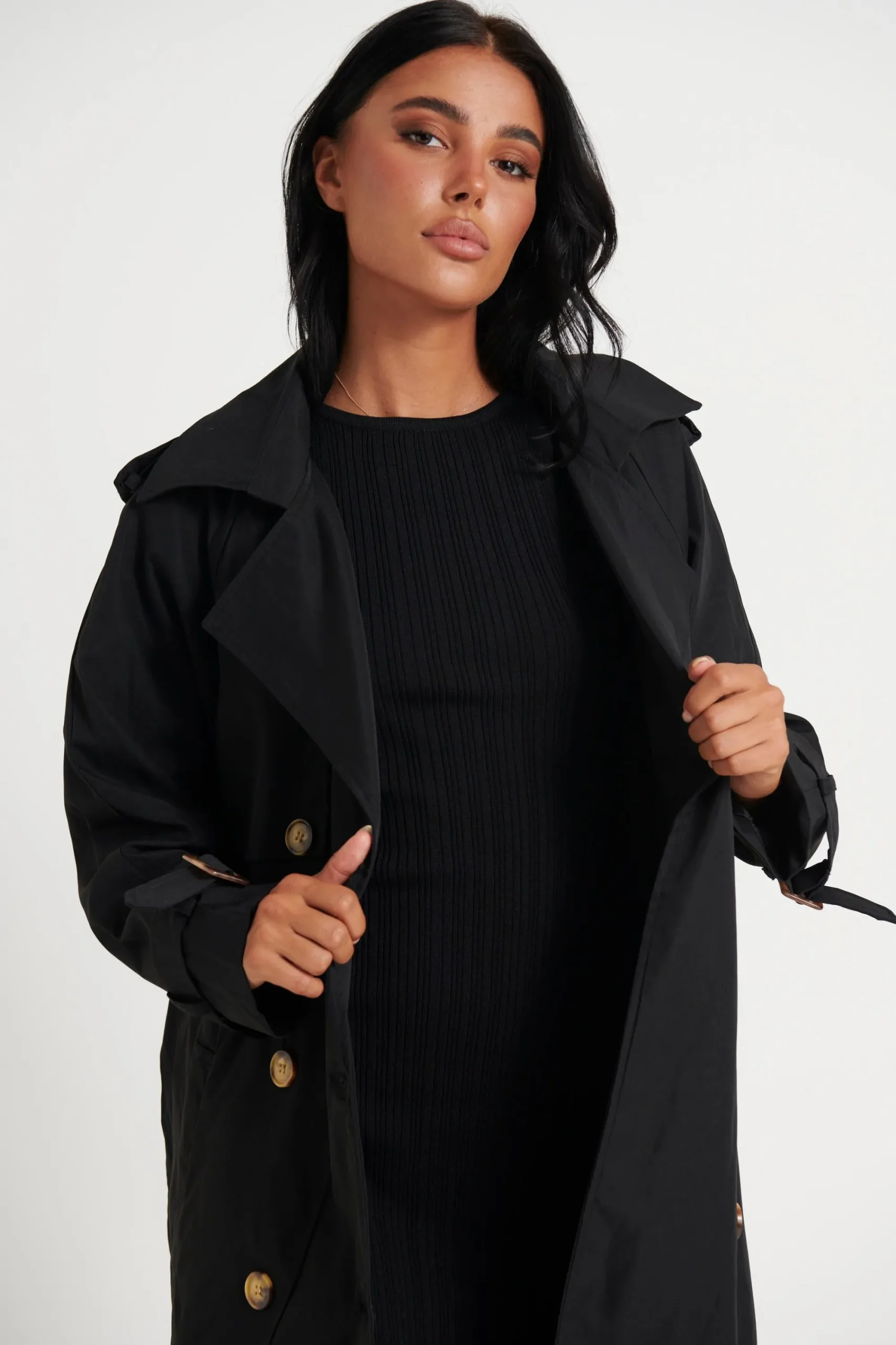 Jackets & Blazers>New Line Fashion Lia Trench Black