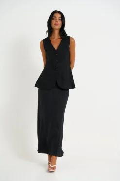 Skirts>M Fashion Luca Linen Maxi Skirt Black - Final Sale