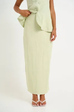 Skirts>M Fashion Luca Linen Maxi Skirt Mint - Final Sale