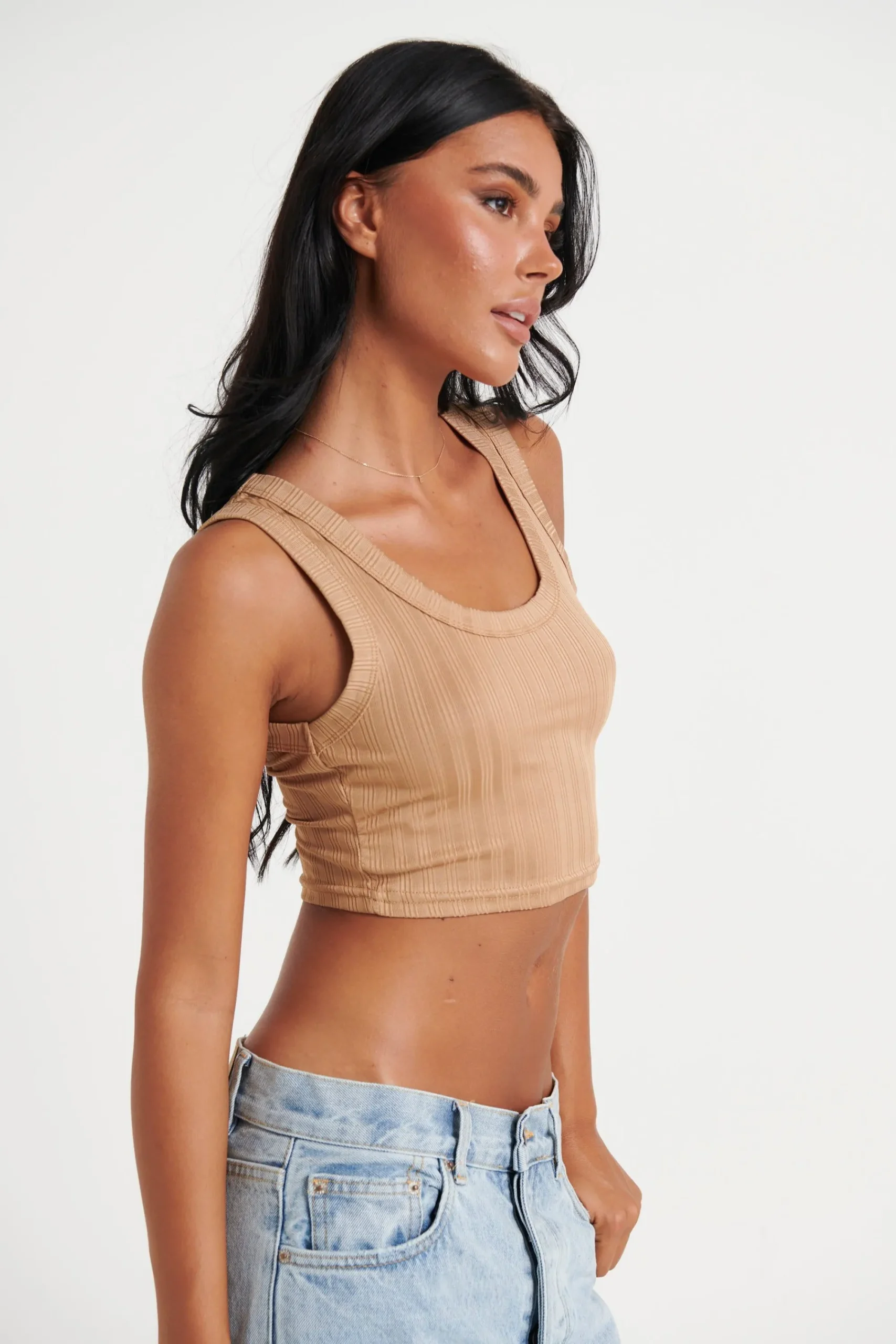 Tops>Sasha u0026 Indikah Mandy Crop Mocha