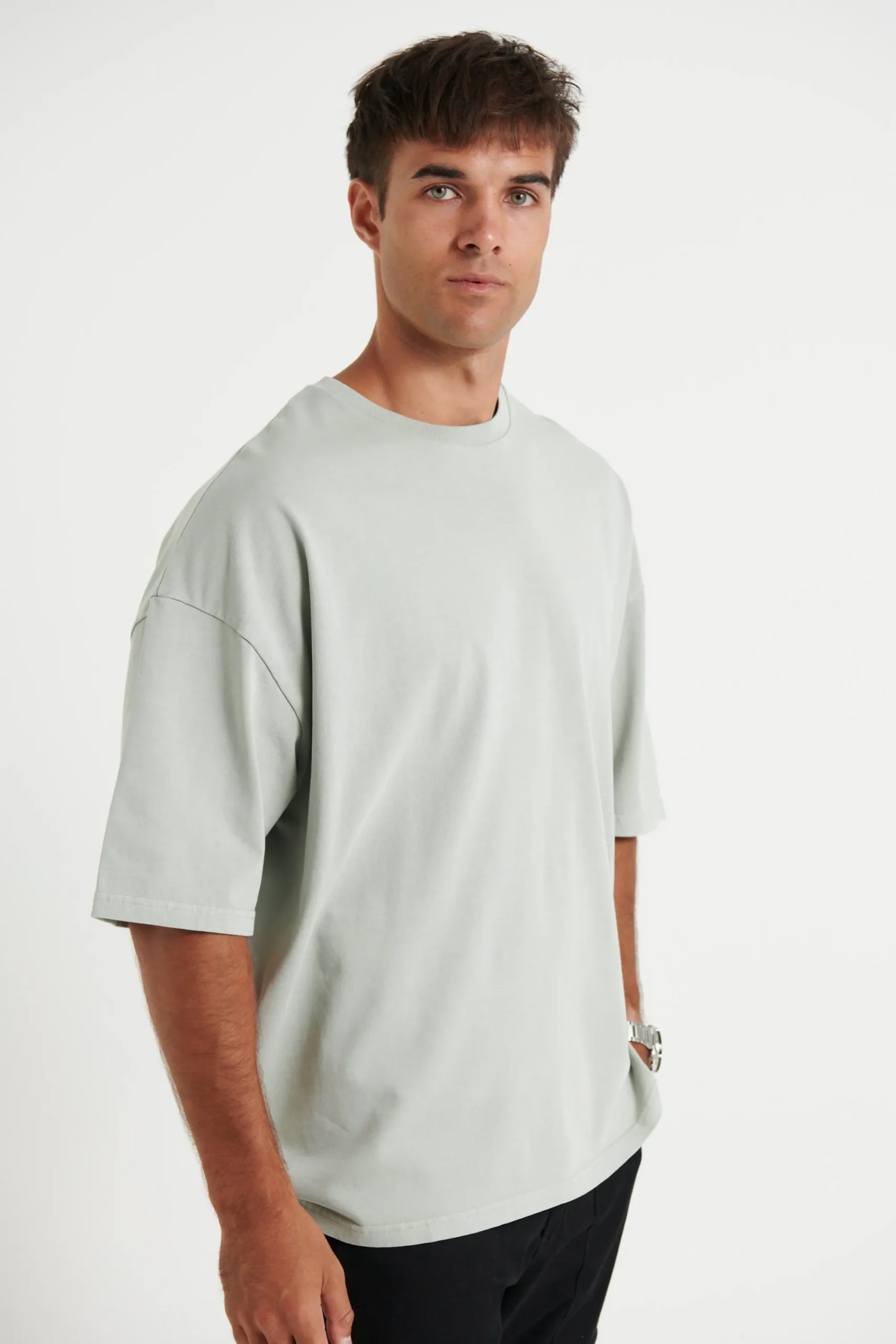 Tees>Sampson and Taylor Miller Drop Shoulder Box Tee Pistachio