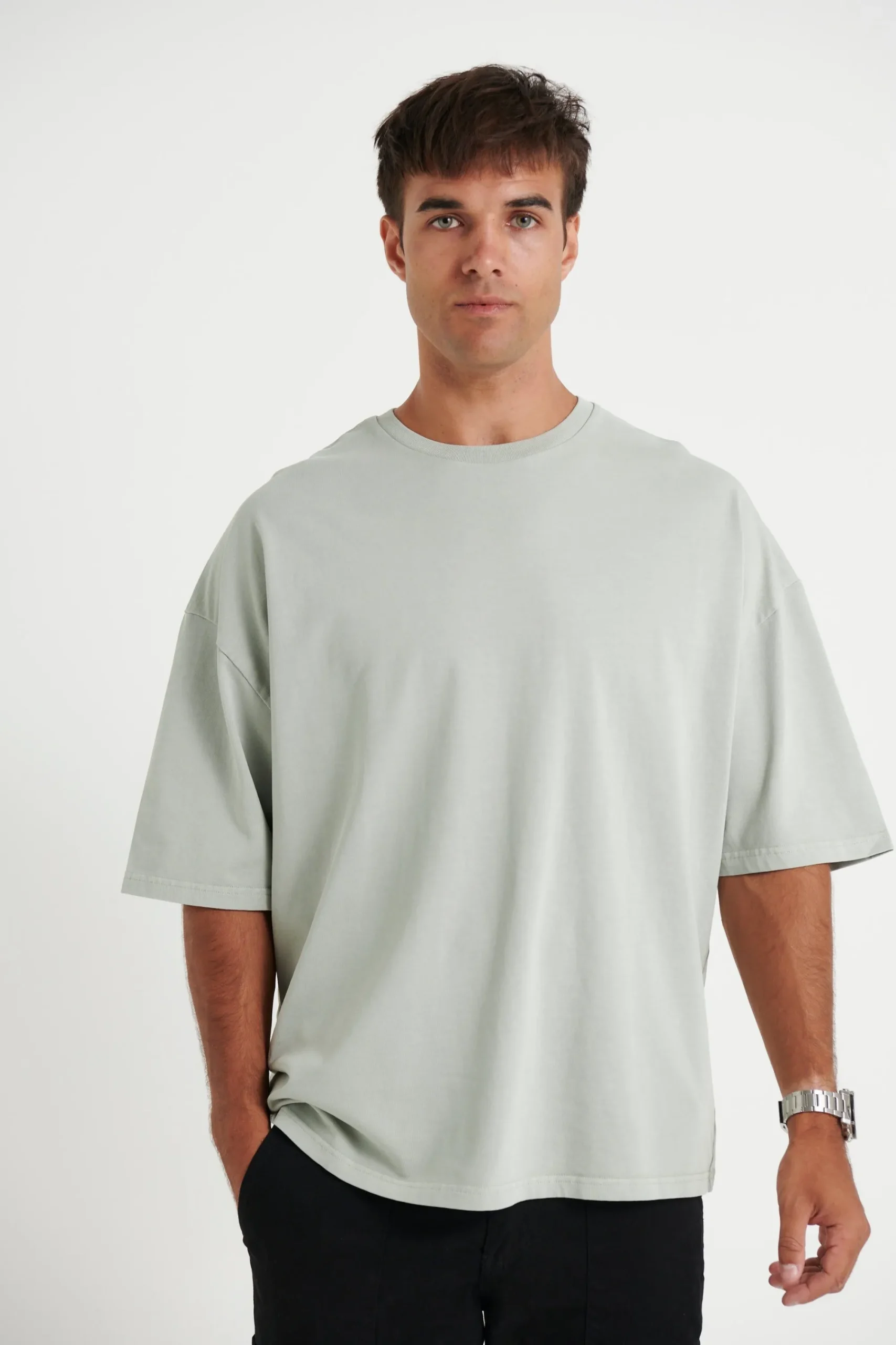 Tees>Sampson and Taylor Miller Drop Shoulder Box Tee Pistachio