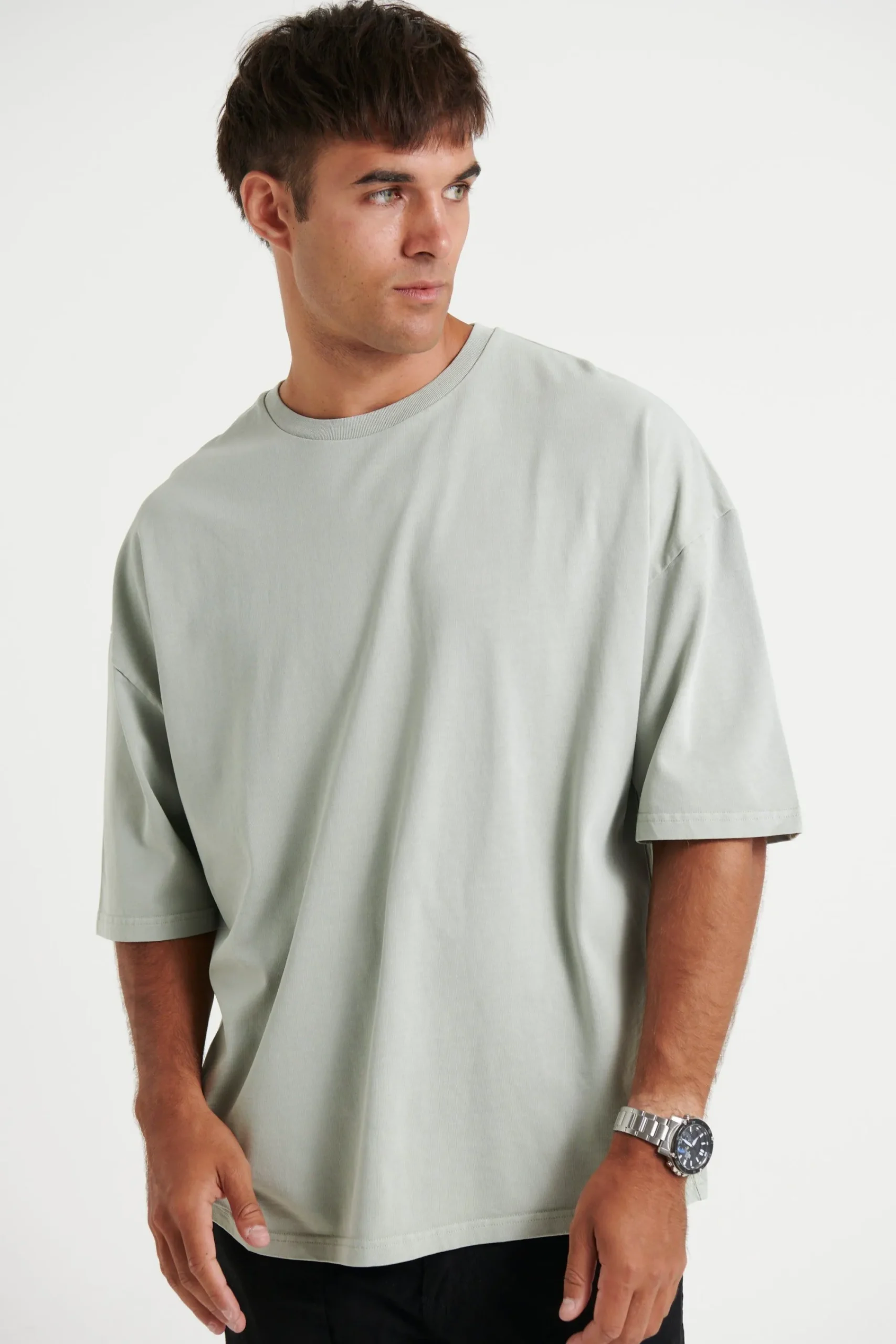 Tees>Sampson and Taylor Miller Drop Shoulder Box Tee Pistachio