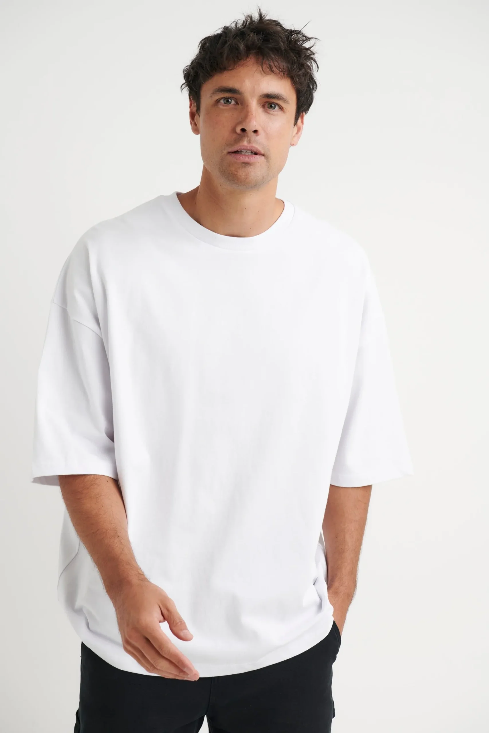 Tees>Sampson and Taylor Miller Drop Shoulder Box Tee White