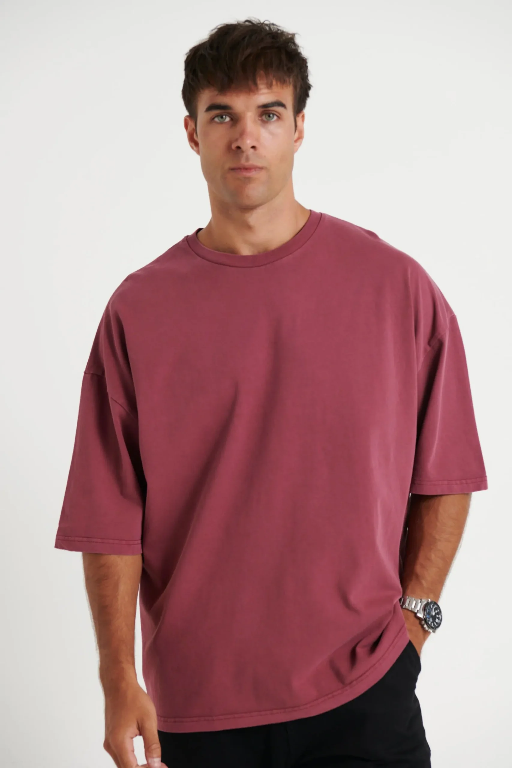 Tees>Sampson and Taylor Miller Drop Shoulder Box Tee Carmine