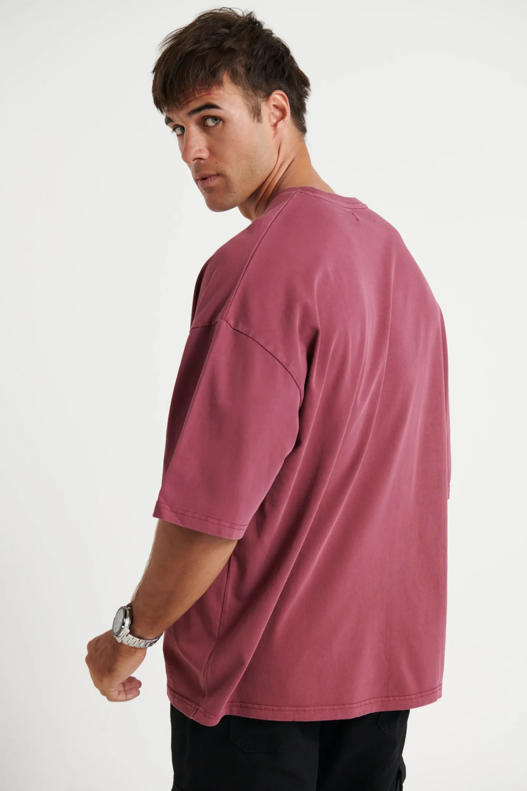 Tees>Sampson and Taylor Miller Drop Shoulder Box Tee Carmine
