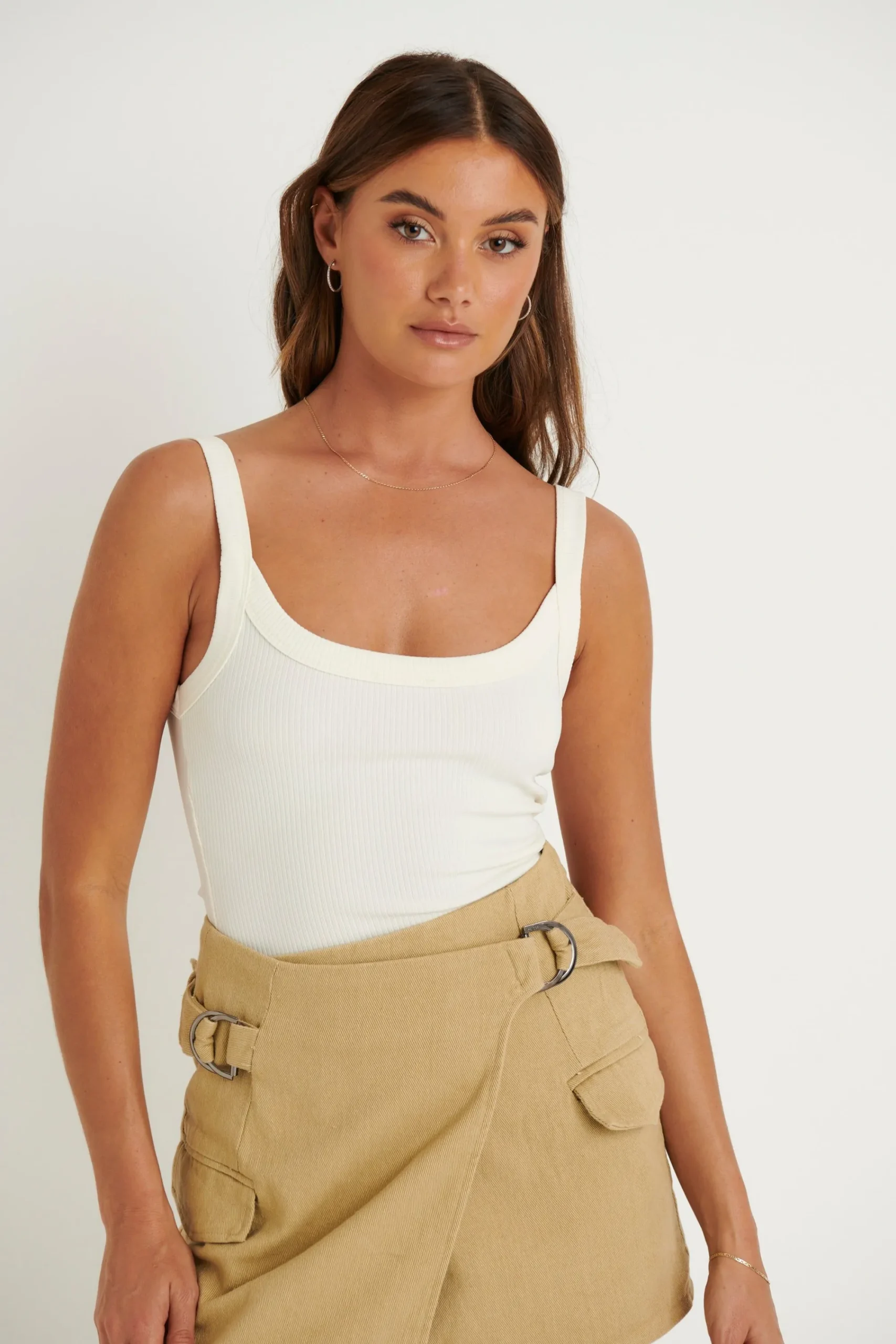 Tops>Label Levverage Nassia Ribbed Singlet White