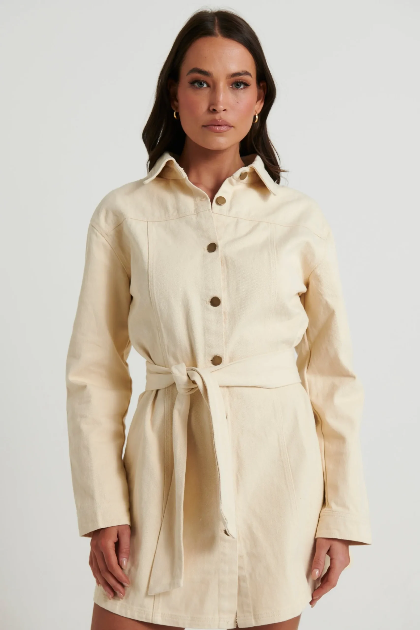 Denim>Pink Diamond Natalya Denim Dress Beige