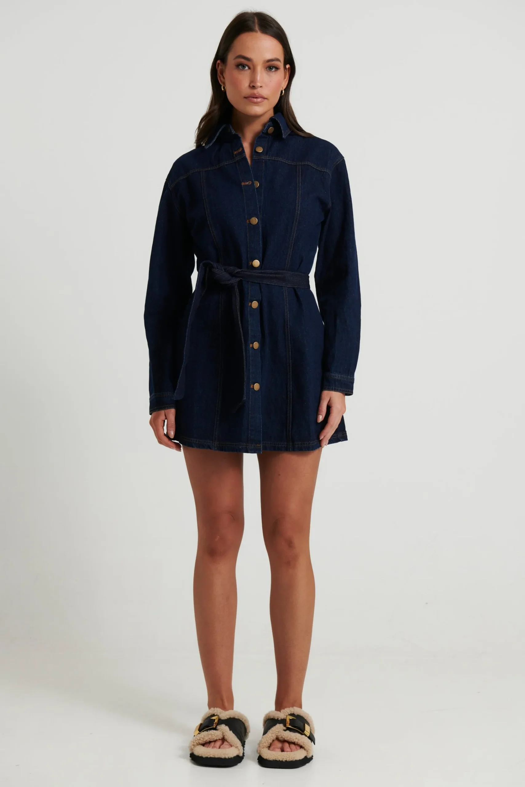 Denim>Pink Diamond Natalya Denim Dress Indigo