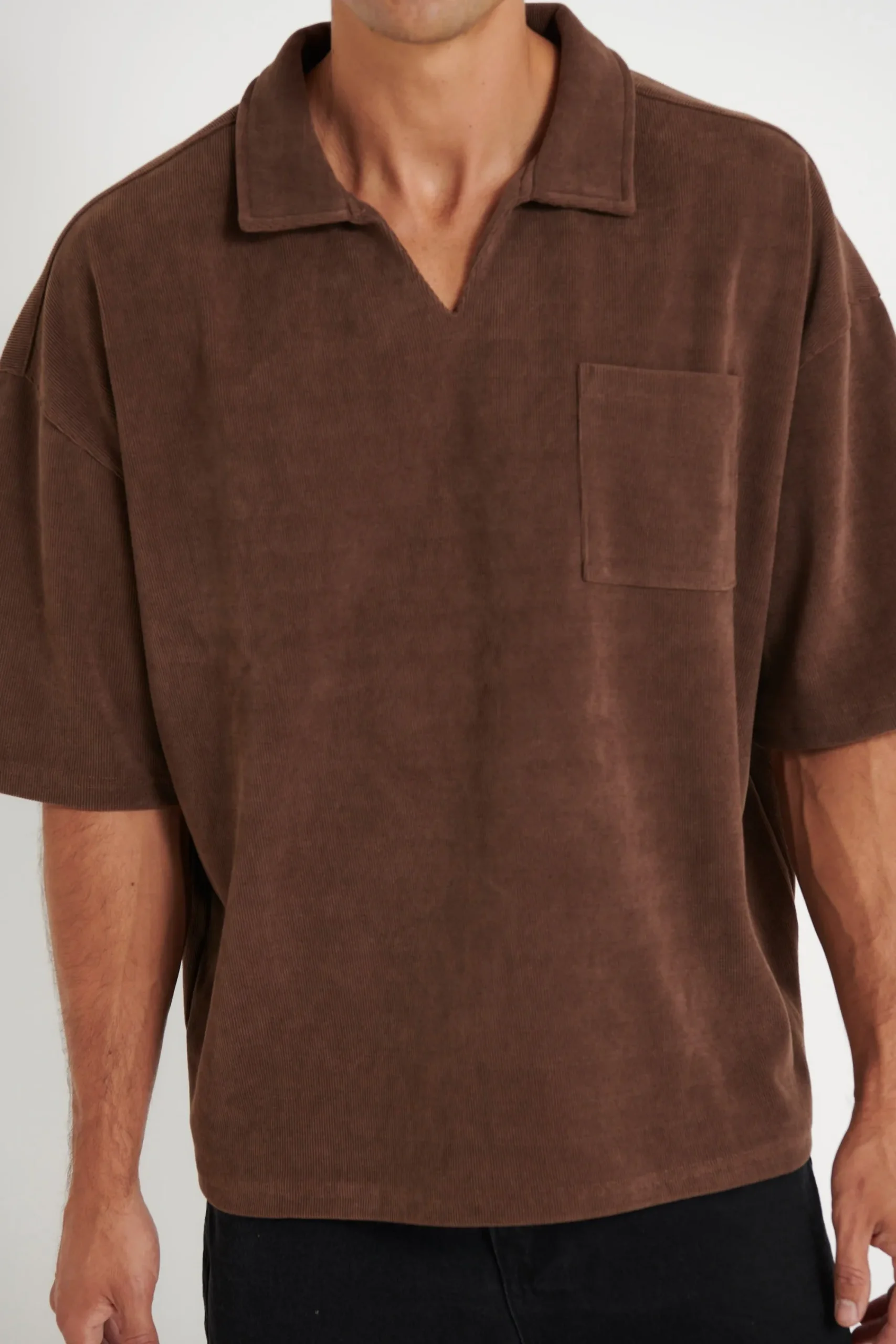 Shirts>Sampson and Taylor Neil Soft Cord Polo Choc