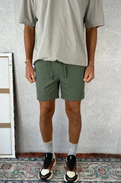 Shorts>Sampson and Taylor Nylon Drawcord Short Olive