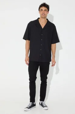 Shirts>Sampson and Taylor Petros Linen Shirt Black