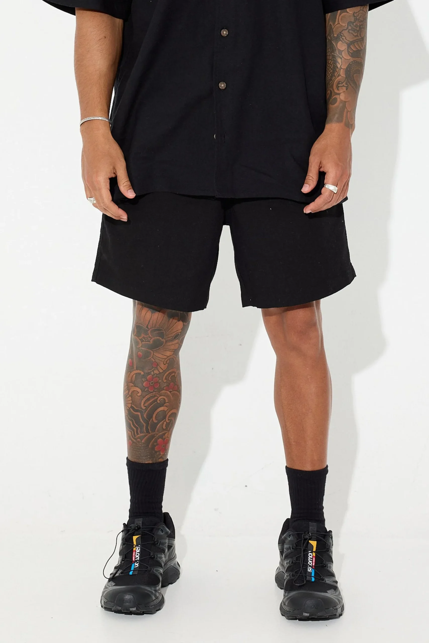 Shorts>Sampson and Taylor Petros Linen Short Black