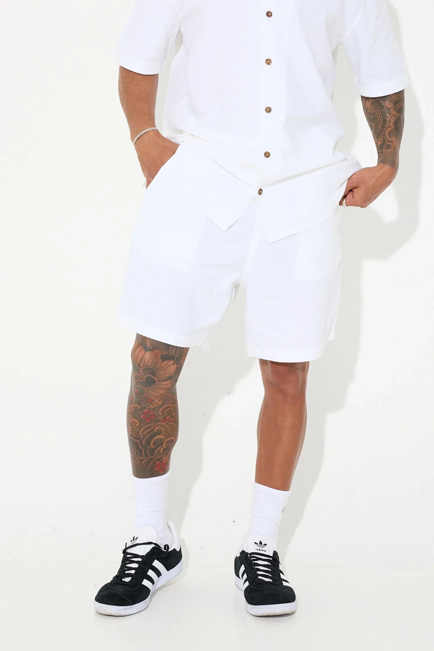 Shorts>Sampson and Taylor Petros Linen Short White