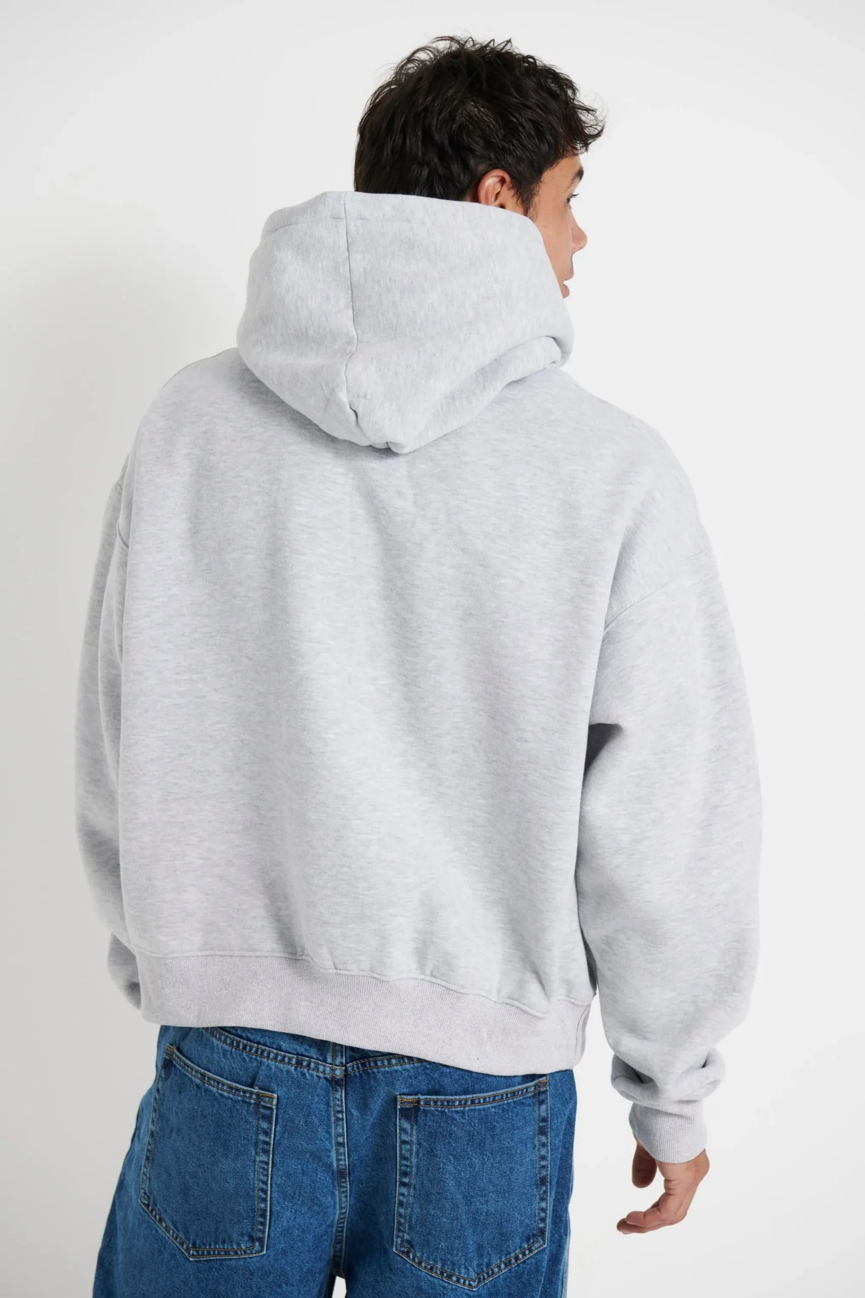 Hoodies & Sweaters>Sampson and Taylor Roman Cropped Drop Hoodie Grey