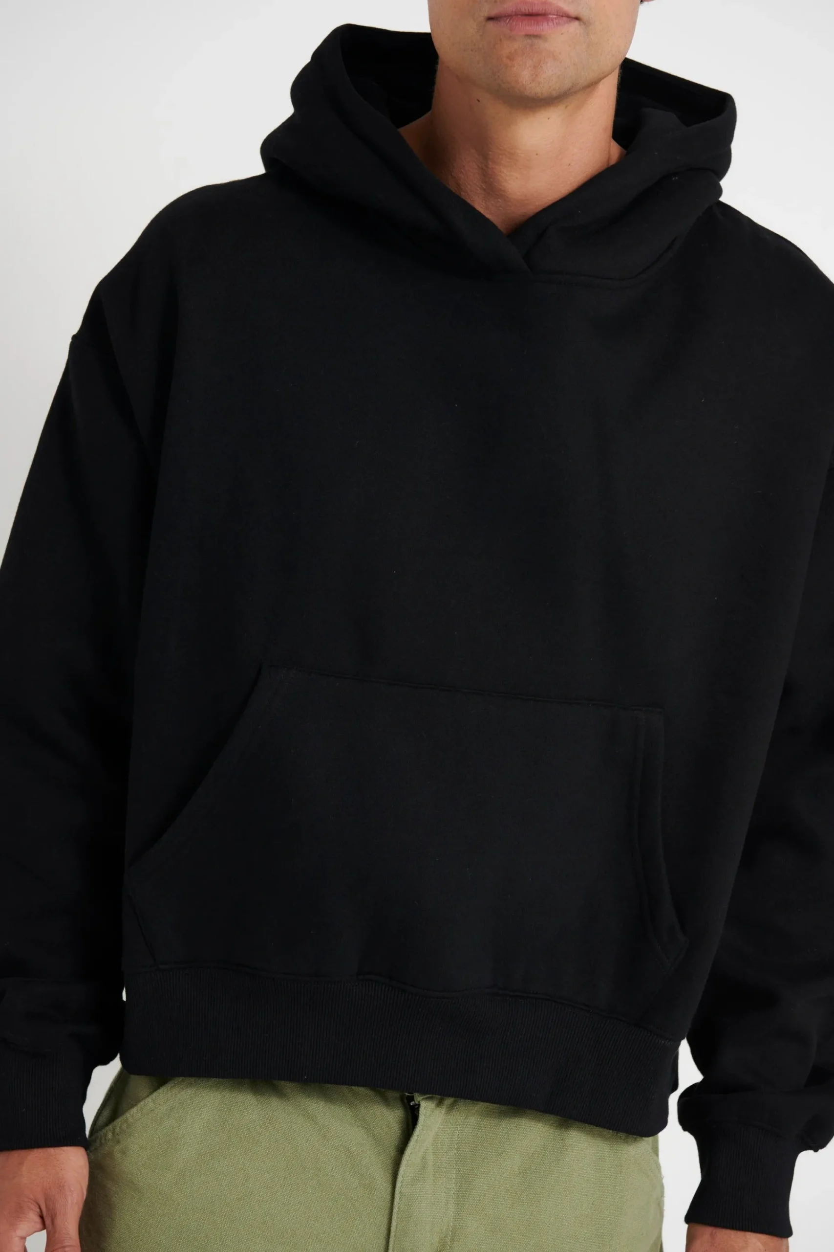 Hoodies & Sweaters>Sampson and Taylor Roman Cropped Drop Hoodie Black
