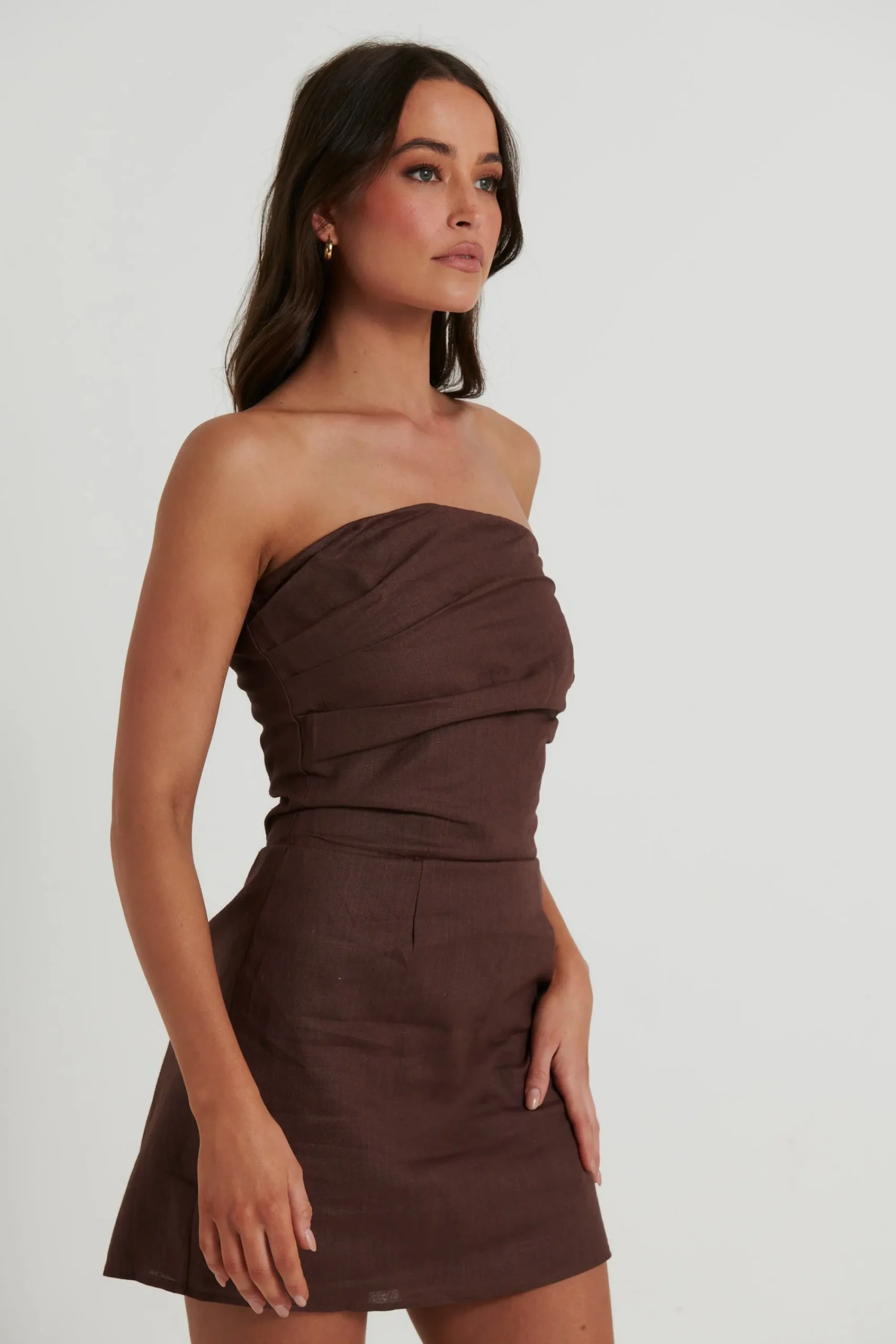 Dresses>SNDYS Romi Linen Dress Chocolate