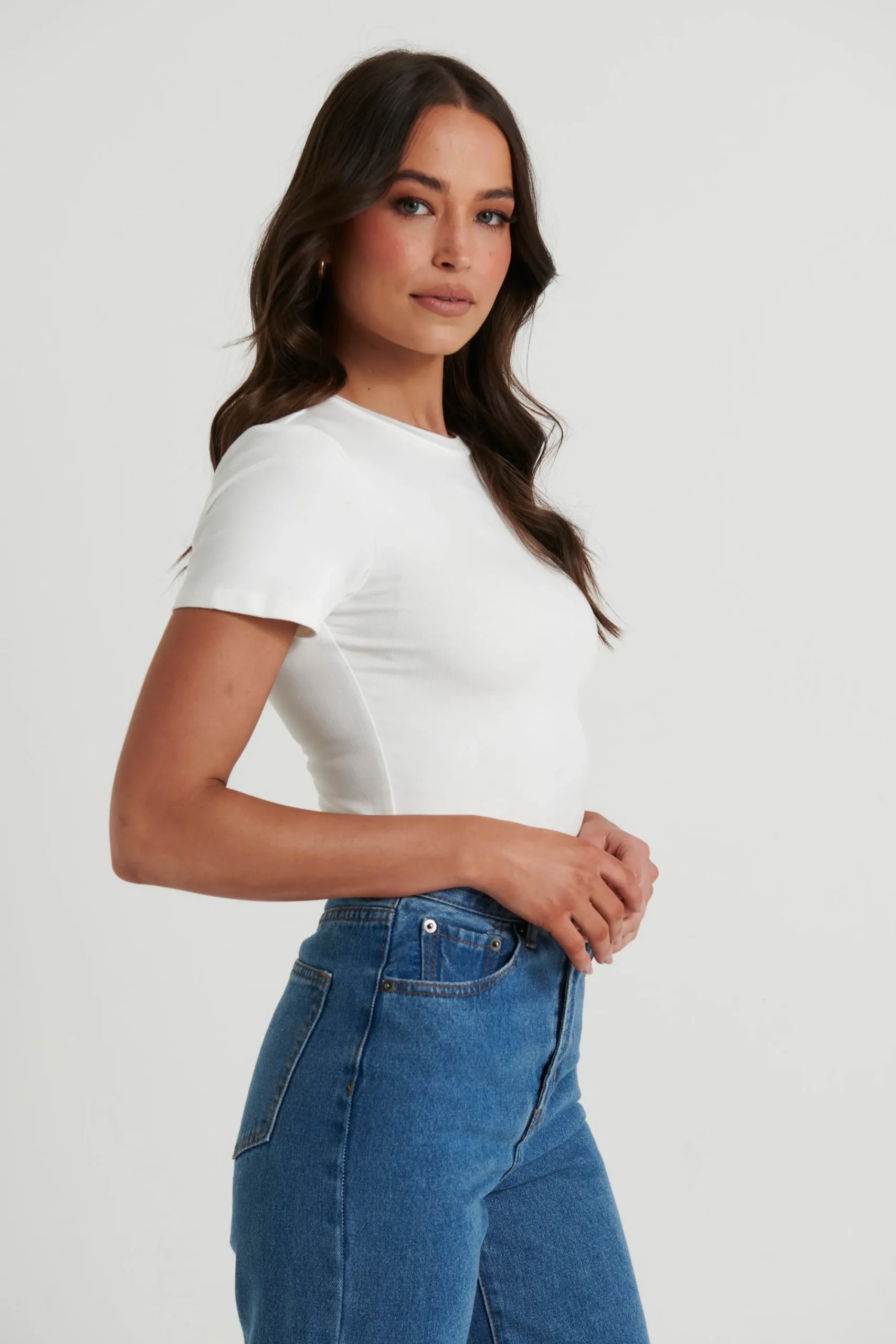 Tops>Madison The Label Tammy Baby Tee White