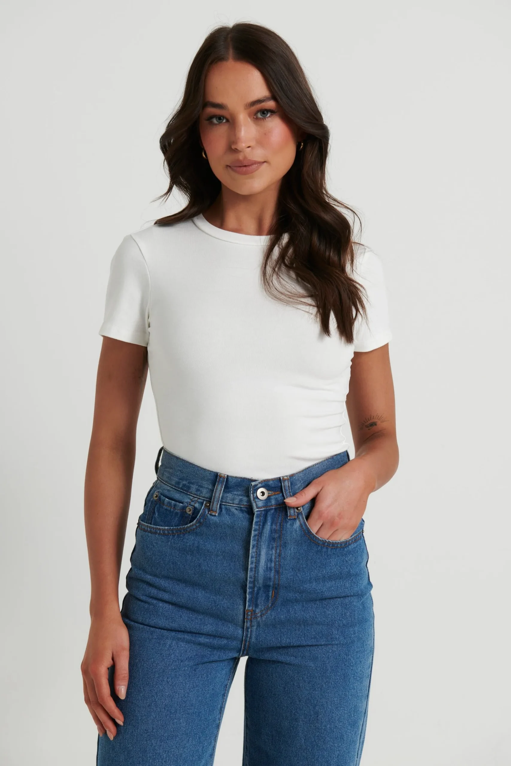 Tops>Madison The Label Tammy Baby Tee White