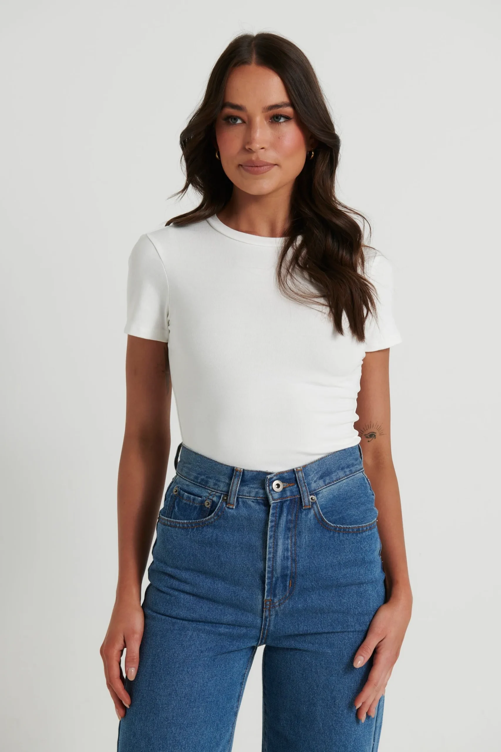 Tops>Madison The Label Tammy Baby Tee White