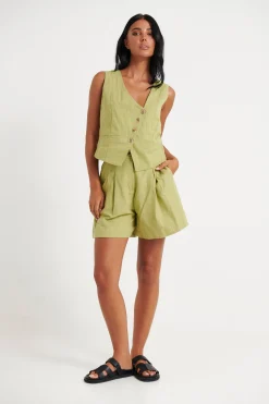Jackets & Blazers>Koli House Tyra Vest Top Lime