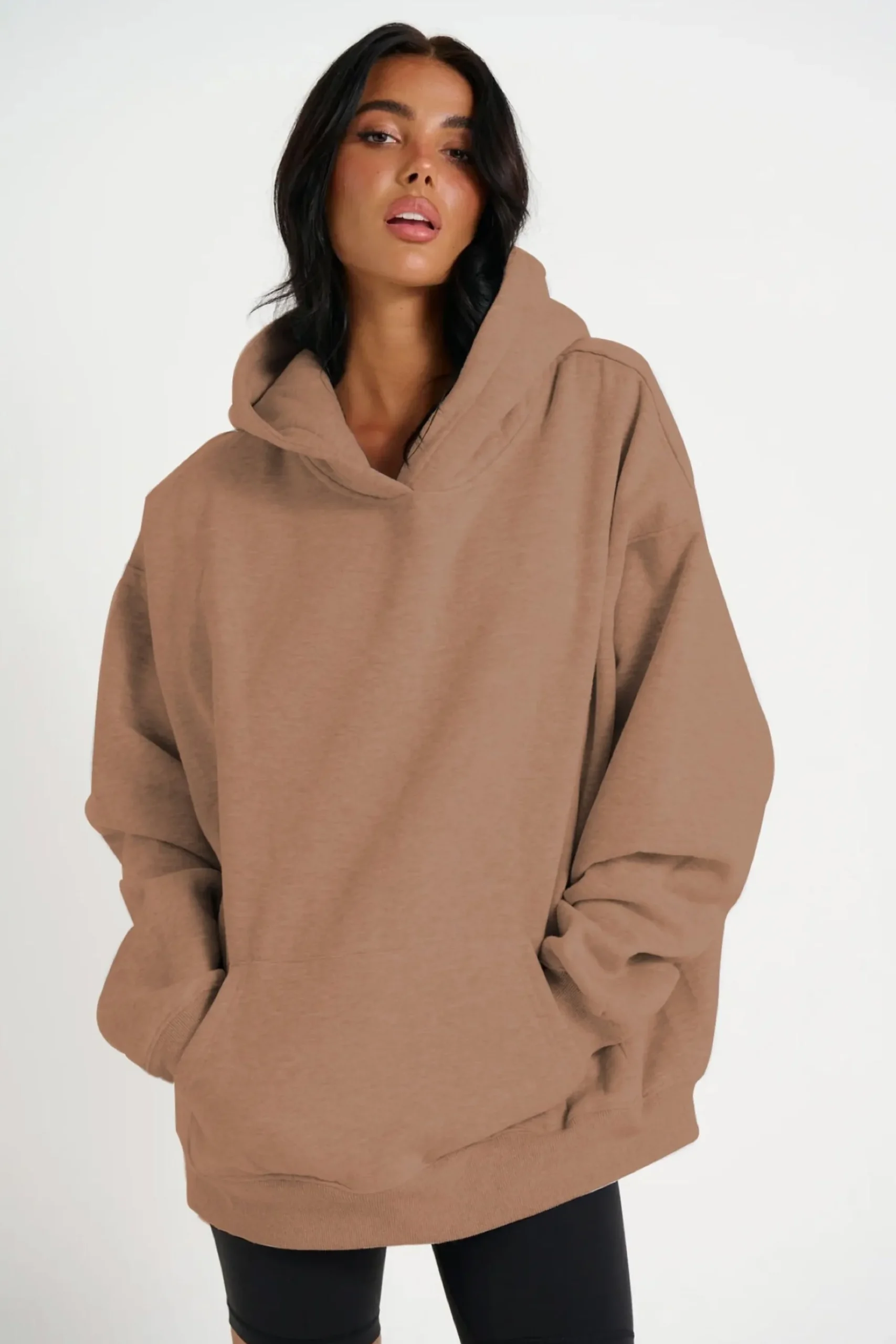 Sweaters & Jumpers>Sampson and Taylor Unisex Roman Oversize Hoodie Choc
