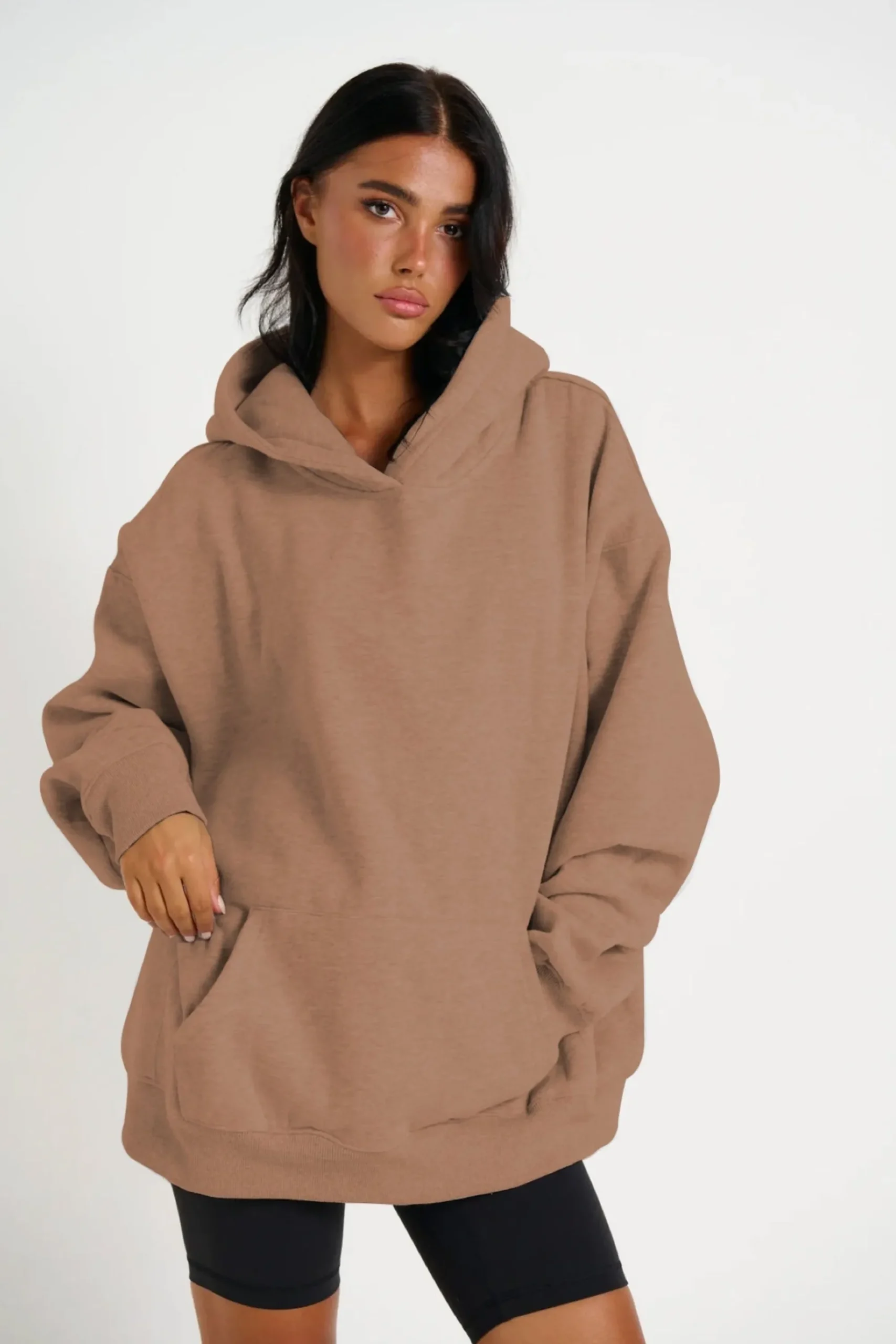 Sweaters & Jumpers>Sampson and Taylor Unisex Roman Oversize Hoodie Choc
