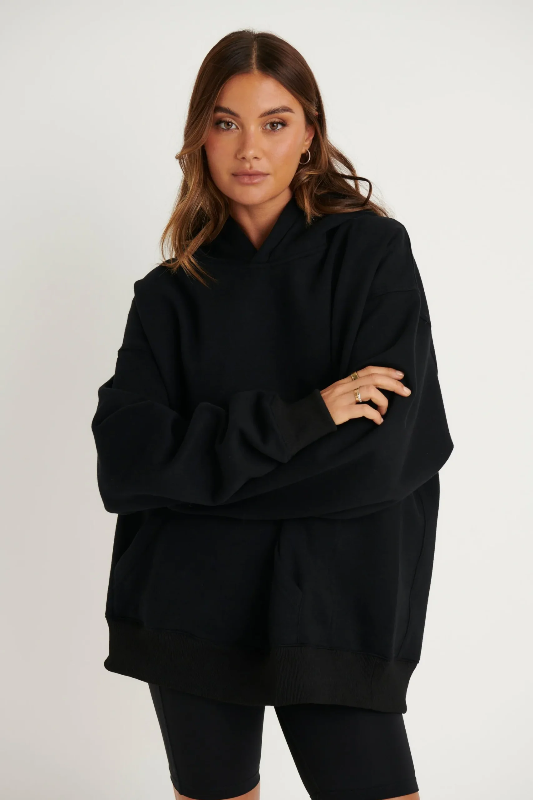 Sweaters & Jumpers>Sampson and Taylor Unisex Roman Oversize Hoodie Black