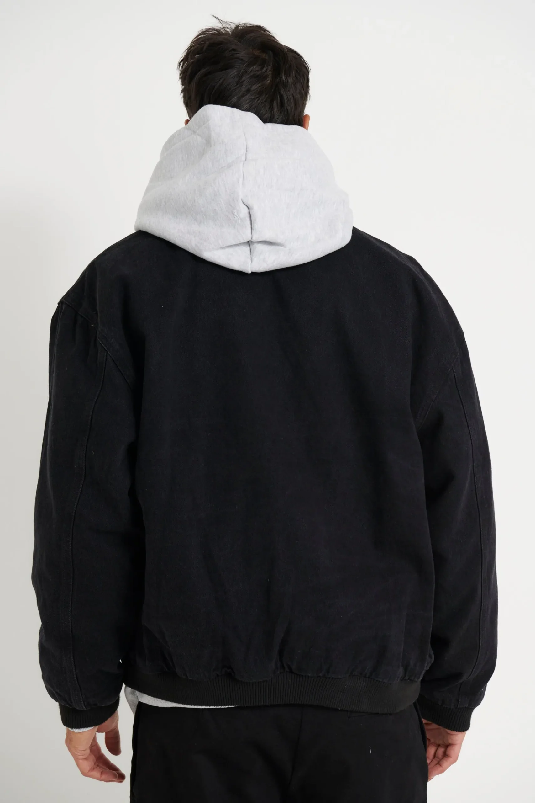 Jackets>NTH Vintage Bomber Denim Jacket Solid Black